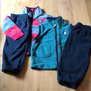 lot of 2 Carter’s 2-pc fleece penguin sets 12M